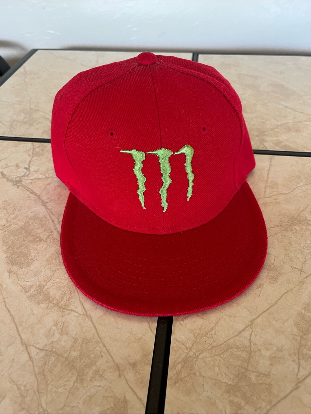 Monster Energy Red Snapback Hat with Lime Logo